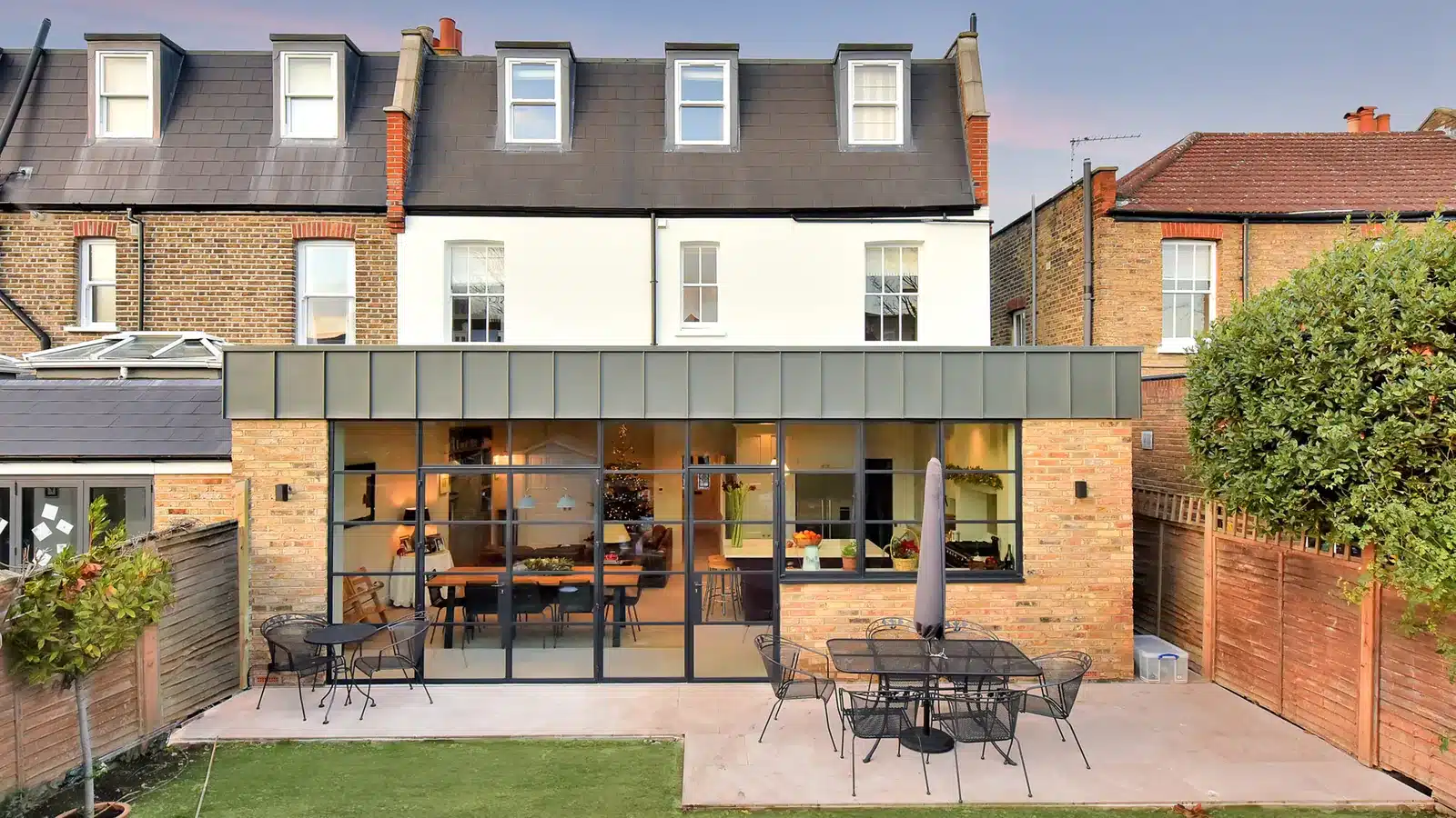 Architect-designed kitchen extension with zinc parapet, Wimbledon